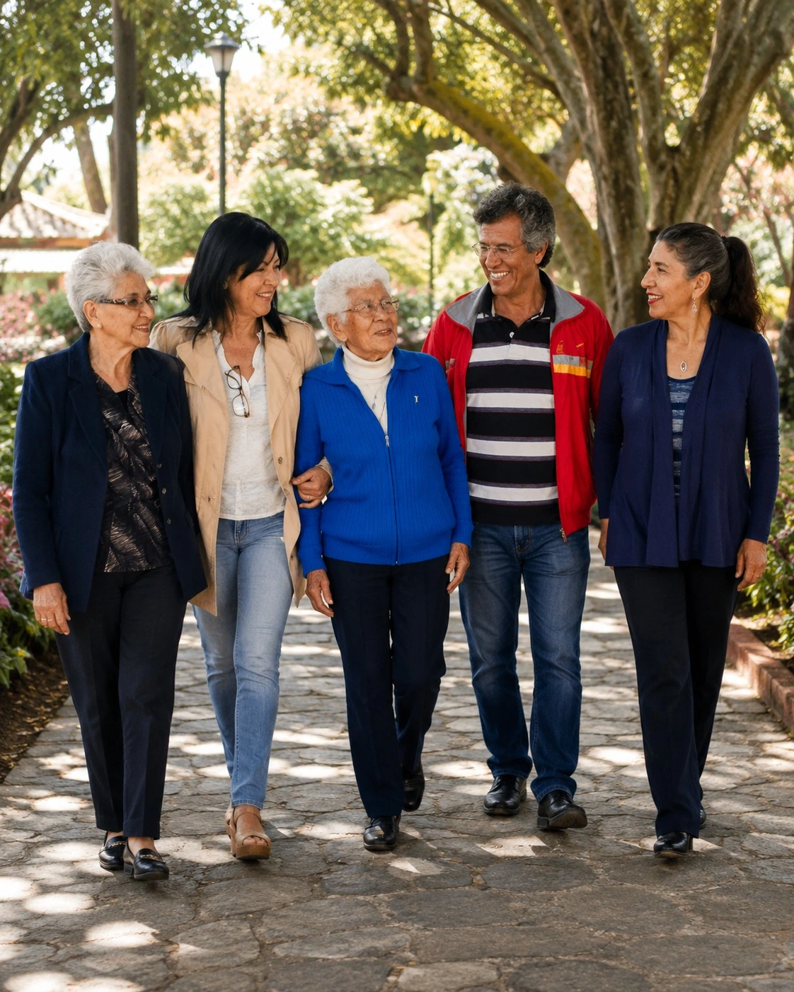 Adultos mayores compartiendo una tarde en un ambiente familiar